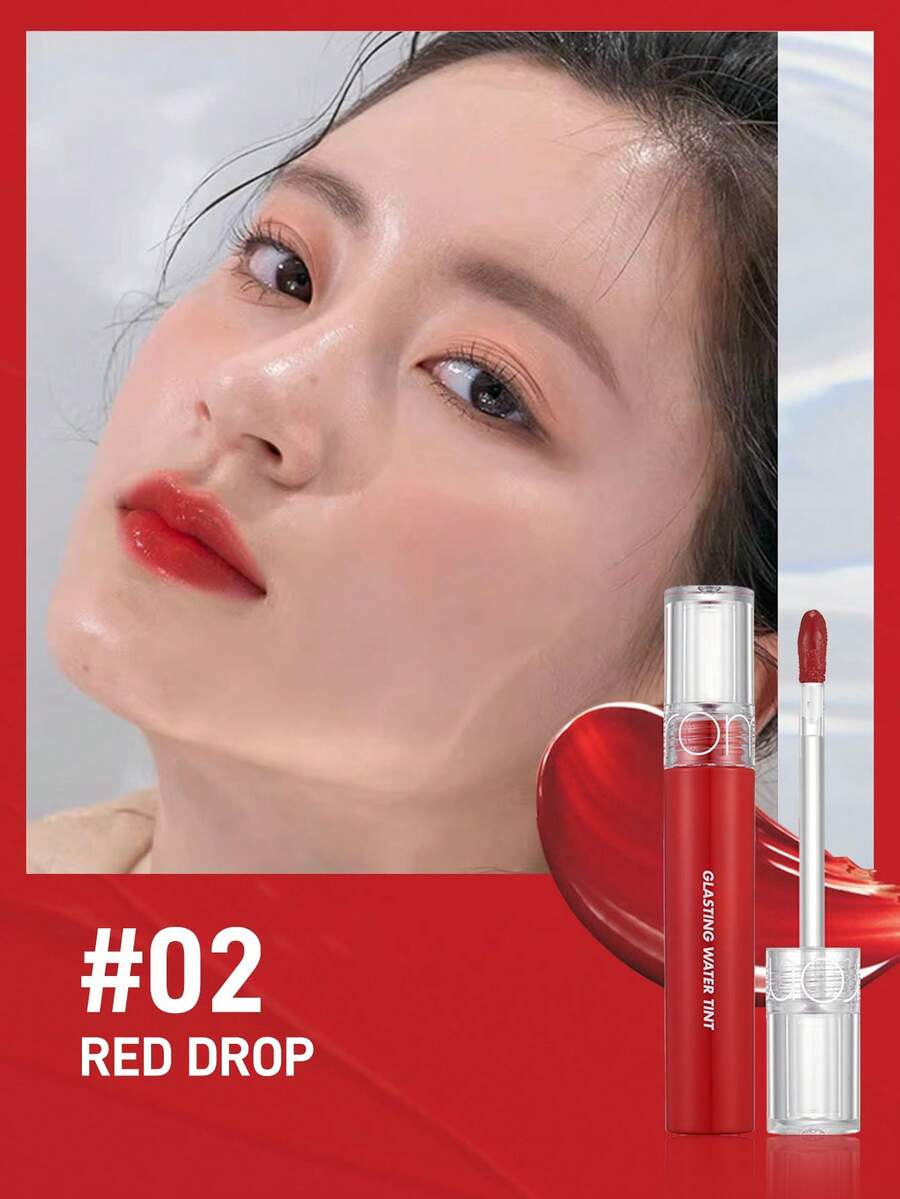 Rom&Nd Water Film Lip Gloss, Water Light Mirror Surface Transparent Lip Gloss, Juice Lipstick, Glass Lip Gloss, Lipstick - #02 RED DROP - View 1