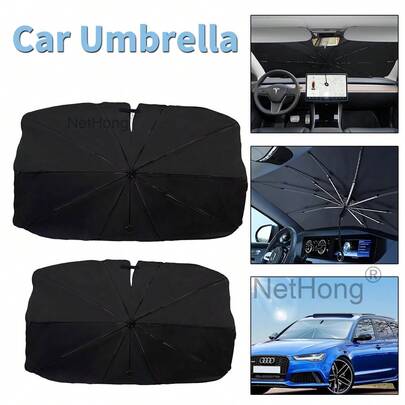 NetHong Foldable Car Windshield Sun Protection Heat Insulation Umbrella UV Block Shade Double-Layer Umbrella Window Blind UK