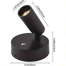 Versatile LED Spot Light, Magnetic Wall Light With 3 Color Modes & Adjustable Brightness - Touch Control, Easy Install, Perfect For Plants & Artwork - USB Rechargeable Battery - Ideal For Bedrooms, Living Rooms, And Hallways, Wireless Hole Free, 360 ° Rotating Touch Control - Black - 查看 2