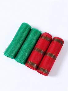 1/4 rouleau de maille de Noël, ruban de maille métallique de Noël, ruban d'arbre de Noël, ruban tulle rouge et vert, rouleau de ruban de maille en polypropylène, couronnes d'hiver, emballage cadeau DIY, décoration d'arbre de Noël DIY, guirlande, escalier, table à manger, cheminée, décoration de fond de table de fête de Noël, 2025 cadeaux - Rayures rouges vertes blanches - Voir 5
