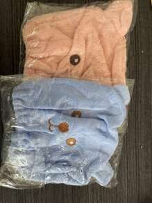 1pc,Cute Ultra-Soft, Cartoon Bear Hair Drying Cap – Hair Drying Cap, Cartoon Hair Drying Cap, Hat, Bath Cap, Dorm Essentials, Bathroom Essentials, Household Essentials, Ultra-Fine Fiber Absorbent Quick-Dry Towel, Bath Cap, Hair Wrapping Cloth, Elastic Edge. Perfect For Kids, Students, And Anyone Who Loves Cute Bathroom Gear. A Lovely Little Gift For Christmas, Thanksgiving, Or As A Sweet Stocking Stuffer.