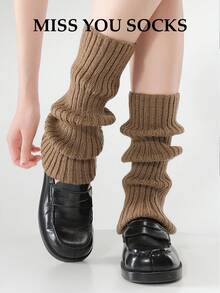 1 Pair 40cm Vertical Striped Knit Leg Warmers, Personalized Subculture Y2K Style, Cozy - Multicolor - View 5