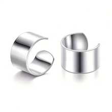 2 件经典几何 CC 耳钉，不锈钢夹式耳环，适合男女日常佩戴 - 耳夾 - 查看 10