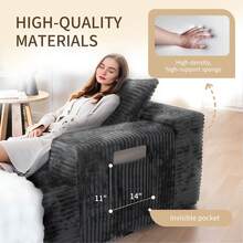 106'' Cloud Sectional Couch With L-Shape Chaise, (Grey) Boneless Sofa With Deep Seat, Modern Modular Couch For Living Room Bedroom, No Assembly Required, Comfy Plush Corduroy Fabric ,Sofa De Sala,Couch,Sofa Cama,Muebles Para Sala,Couch For Living Room, Living Room Furniture, Muebles, Bedroom Furniture Set, Recliner Chair For Adult, Living Room Set Furniture.