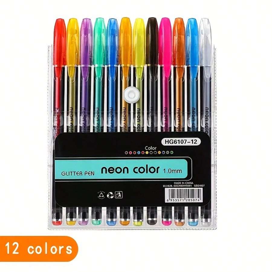 12 Unique Colored Glue Pens (No Replicas) - Exquisite Art Markers Made Of Plastic Material, Highlighter, Glitter And Watercolor Pens, Suitable For Adult Use