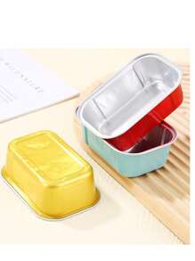 Thickened Aluminum Foil Box, Baking Aluminum Foil Paper Box, Air Fryer Tin Foil, Aluminum Foil Bowl, Pudding Cup, Oven, Basque - Metal Foil Paper Cupcake Liner, Suitable For Cheesecakes And Party Use. - Multicolor - View 3