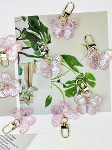 1pc/8pcs/16pcs Creative Butterfly Keychain Set,Colorful Butterfly Keychain Set,Comes With Transparent Hard Cloth Bag,Thank You Label,DIY Keychain,Creative Keychain,Backpack Pendant,Bag Accessories