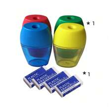 4/8 pièces/set, 4 taille-crayons de couleurs mélangées, 4 gommes, convient pour la rentrée scolaire, le bureau et les fournitures scolaires - couleurs aléatoires