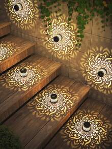 POSE UP 1/2pcs Solar Mandala Wall Light, Outdoor Waterproof LED Fence Light, Metal Floral Pattern Design, Solar Decorative Wall Lamp, Suitable For Yard, Porch, Front Door, Patio, Fence, Garden And Landscape Decoration - Warm Light - View 10