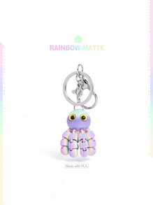 1 件可爱 3D 印花多色渐变大眼章鱼钥匙扣，适合送给朋友、家人、情侣的有趣节日礼物，钥匙扣吊坠