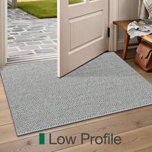 Ultra Thin Indoor Door Mat For Entrance ,Non Slip Entryway Mat, Low Profile Doormat, Unique Herringbone Design Carpet For Inside, Patio, Porch, Hoom Decor - Xám - Xem 3