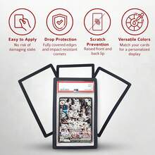 TOOUEE 3 Pcs Silicone Bumper Guard For PSA Graded Cards ONLY | PSA Slab Protector |Shield Your Slabs! | Ultimate Edge Protector Bumper | Exact Fit Snap Tight Protection | Shock Absorption | Drop-Proof Protect & Show Off Your Collection (Black) ﻿ - Multicolor - View 4