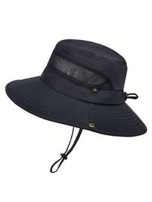 1pc Men's Summer Breathable Sun Block Cap, Outdoor Fishing Wide Brim Bucket Hat, Hiking UV Protection - 9045 - View 17