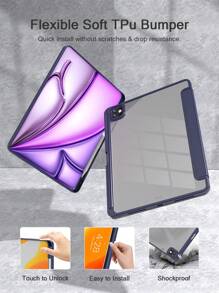 TPU Leather Flip Cover Case Compatible With Ipad A16 (11th/10th Gen), 9th/8th/7th Gen (10.2"), IPad Air (10.9"), IPad Pro (11"), IPad Air (10.9"), IPad Pro (12.9"), Purple Blue - Navy Blue - View 5