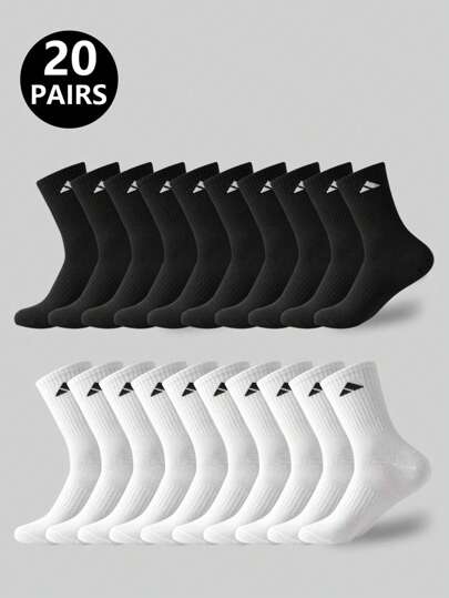1/5/10/20 Pairs Casual Long Socks, Simple Comfort Breathable Daily Wear Unisex Crew Socks, Fall Socks