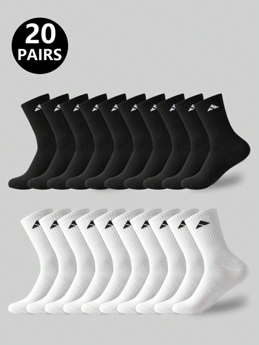 1/5/10/20 Pairs Casual Long Socks, Simple Comfort Breathable Daily Wear Unisex Crew Socks, Fall Socks