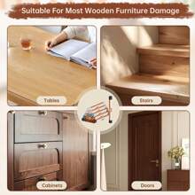 复合地板维修套装带加热笔，木质乙烯基地板家具维修套装油毡维修硬蜡补漆笔覆盖划痕、污渍、裂缝、门、橱柜、桌子孔洞