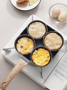 1 件 4 孔不粘煎锅，平底鸡蛋、饺子、早餐汉堡煎锅，适用于带花岗岩涂层的电磁炉，耐热和烹饪手柄，多功能早餐煎锅，适用于燃气和电磁炉