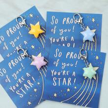 8pcs Mini Resin Star Keychains, Includes "So PROUD Of You! You're A Star" Inspirational Cards,Encouragement And Praise Gift, Ideal For Birthday, Anniversary, Graduation, Back To School,Encouragement Gifts, Bag Charms Car Accessories Cute Goth Y2k Halloween Accessories Teachers Day - Multicolor - View 3