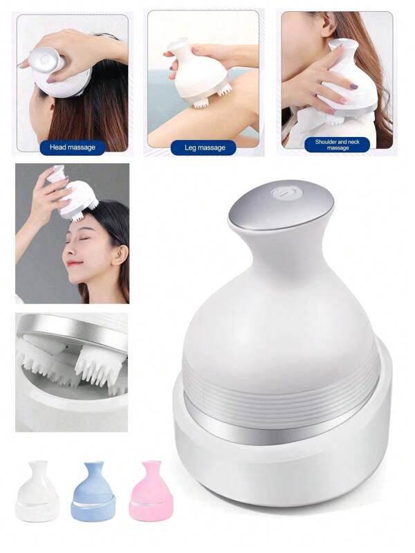 Masseur de cuir chevelu électrique, grattoir de tête sans fil portable avec 4 griffes de massage amovibles, 2 modes réglables, stimulation par vibration de la tête pour une détente profonde, pour la maison, le bureau, les voyages