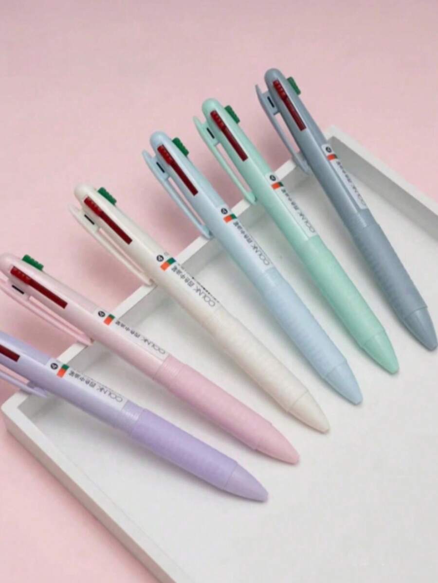 四合一多色 0.5 毫米圆珠笔，带夹子的光滑伸缩墨水笔，细尖可爱护士笔，颜色随机，适用于学校用品，返校 - 彩色 - 查看 1
