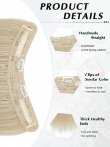 Extensiones de cabello de alambre de acero invisible, aro de cabello transparente, tamaño ajustable, clips de desmontables, cabello sintético liso, peluca invisible para mujeres - Multicolor - Ver 4