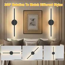 50厘米可充电壁灯，金色/黑色，带遥控器，可调光，磁性安装，适用于卧室、书房、客厅和楼梯间，安装简便