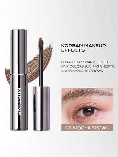 MISTINE Gel sculptant 3D pour les sourcils, formule longue tenue et waterproof, gel à sourcils rempli avec applicateur, texture légère, forte pigmentation, formule enrichie, 03 Mocha Brown, 5g/Boîte