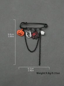 1pc Halloween Limited-Edition Styling Brooch Pin With Pumpkin, Ghost & Spider Whimsical Elements, Festive Vibe
