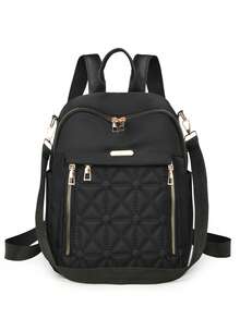 女士牛津背包 - 时尚耐用的旅行背包，配有可调节肩带、多个隔层和金色金属配件，适合工作、周末旅行的休闲背包