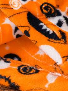 Young Boy Casual Flannel Long Sleeve Hooded Fleece Sweatshirt With Halloween Pumpkin Print, Suitable For Spring, Autumn And Winter - Orange - View 5