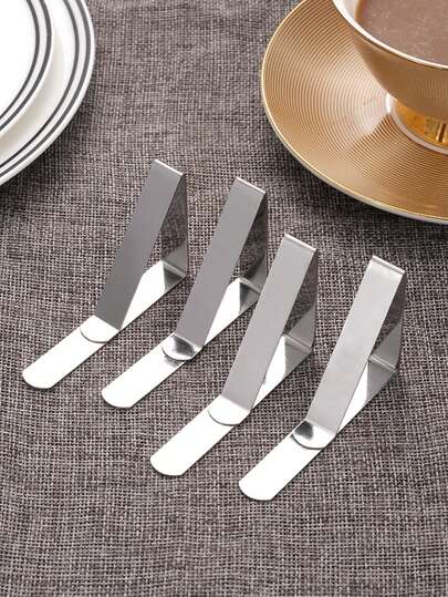 6pcs/12pcs Durable Stainless Steel Tablecloth Clips, Essentials For Festivals, Parties, Eid Al-Adha