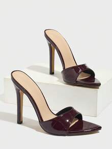 Giày cao gót hở mũi thời trang dành cho nữ, đế cao vừa, chất liệu có họa tiết, kiểu dáng xỏ ngón gợi cảm, màu nâu cà phê - Cà phê nâu - Xem 8