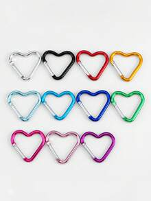 心形登山扣，铝制弹簧钩夹钥匙扣，钓鱼用自动锁定钥匙扣夹，心形铝制弹簧钩夹钥匙扣，徒步旅行、旅行、居家、跑步、冒险和露营登山扣 - 彩色 - 查看 47