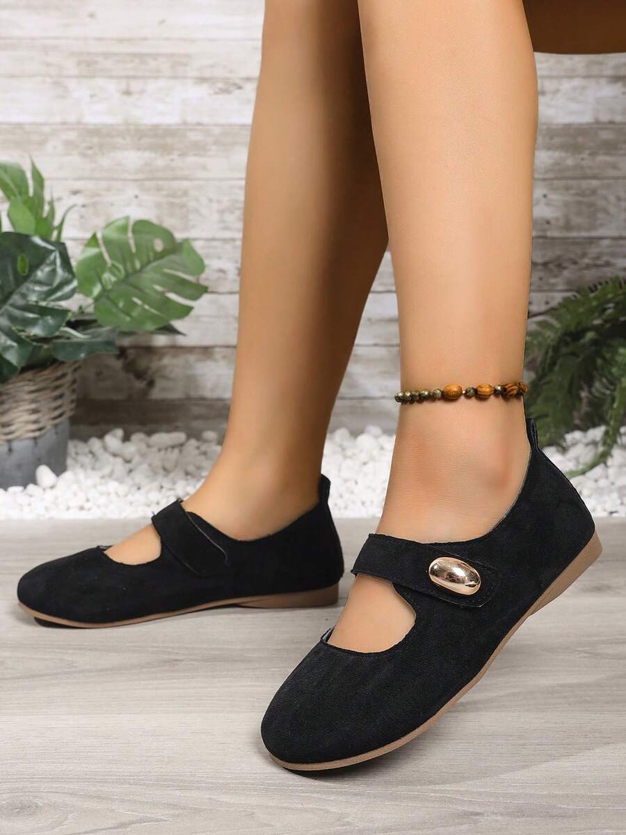 Women's Fashion Casual Hook And Loop Soft Bottom Round Toe Flats
