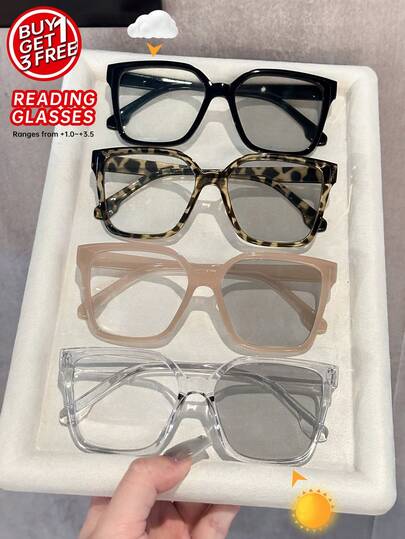 1 st/4 st plast flerfärgade leopard geometriska fullbåge 6 dioptrialternativ, +1,0 till +2,5 förstoringsgrad kvinnor läsglasögon för vardagslivet kontorsläsning affärsläsning lämplig för alla ansiktsformer