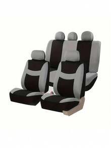 9 件通用汽车座椅套套装，适用于轿车、SUV、MPV 等。包括 2 个前座套、1 个靠背套、1 个后座套和 5 个头枕套，兼容安全气囊 - 款式A - 查看 2