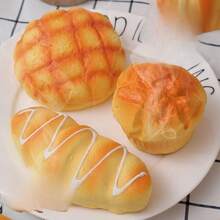 1件放松玩具揉面音乐慢回弹可爱释放毛绒玩具仿真食物面包蛋糕自带面包香味 - 彩色 - 查看 8