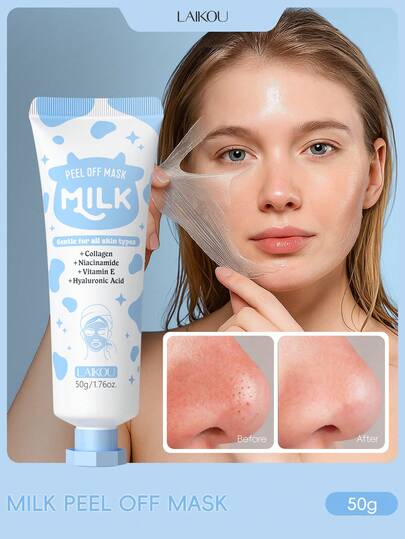 LAIKOU 1片莱口牛奶撕拉面膜，深层清洁毛孔，提亮肤色，适合女性、母亲、妻子、姐妹、青少年、女友，护肤必备，母亲节礼物，SPA级自我护理，化妆必备