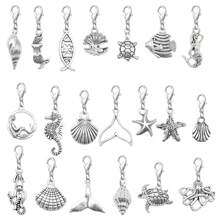 Metal Alloy Marine Life Charm With Lobster Claw Clasps Mixed Lot Fishes Sea Stars Shells Pendant Jewelry Making Crafts Bag Shoes Hanging Decor