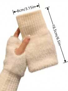 2 Pairs Fingerless Knitted Gloves For Women, Warm Winter