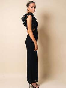 Summer Elegant One Shoulder Black Maxi Long Dress For Women Ruffle Embellished Dress Wedding Evening Cocktail Party Dress Sexy