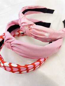 3 件套女士心形纯色面料头带，甜蜜情人节礼物，舒适的日常发饰，发带，发箍