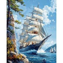 1 pieza Kit de pintura por números para adultos Pintura decorativa de barco con números Manualidades para regalo DIY Decoración del hogar 40x50cm/16x20 pulgadas sin marco