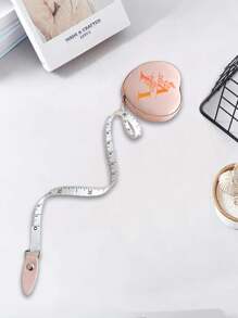 1pc Custom Heart Shape Mini Measuring Ruler, Custom Name And Fashion Design, Portable Cute PU Leather Tailor Sewing Tool, Clothes Measuring Ruler, One-Key Retract Ruler, Waist Circumference And Body Measuring Ruler,For School Supplies,Back To School