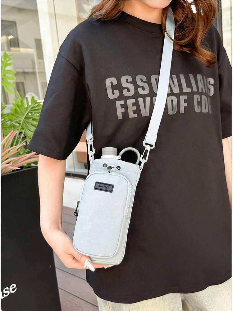 1Pc Nylon Water Bottle Carrier With Adjustable Shoulder Strap, Insulated Outdoor Hiking Camping Travel Accessory With Zippered Pockettravel Organizer Small Suitcase Accessories Home Cruise Essentials Travel Bag Mini Portable Travel Organizer Portable Holiday Organizer Great For Hiking And Outdoor Activities, With A Versatile Front Pocket Design For Easy Portability The Perfect Gift - Multicolor - View 7