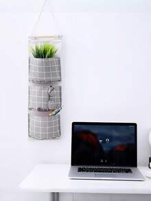 1 件加厚壁挂式悬挂收纳袋，简约网格式多口袋设计挂袋，耐用可折叠床头收纳袋，适用于家庭、宿舍和装饰，节省空间的设计收纳袋，门后收纳袋，适合万圣节礼物 - 彩色 - 查看 6