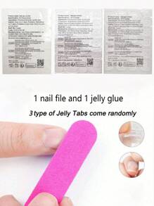 24Pcs/Set Gradient Red Romantic Line 3D Rhinestone Full Cover Nail Art Fake Nails, With 1Pc Jelly Gel And 1Pc Nail File, Suitable For Ladies And Girls As Party/Date Nail Art Accessories Press On Nails Nail Supplies Nails