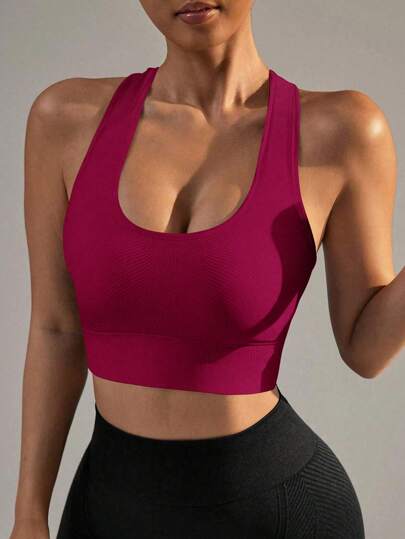 Yefecy Sports Bras Women High Support, Seamless Padded Racerback Yoga Gym Running Workout view 4