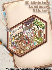 1 包“工作室”主题迷人微缩世界 3D 风景场景贴纸 DIY 透明贴纸适合返校季礼物节日礼物 DIY 房间装饰休闲时间贴纸收藏品消磨时间的乐趣时光 - 預設 - 查看 4